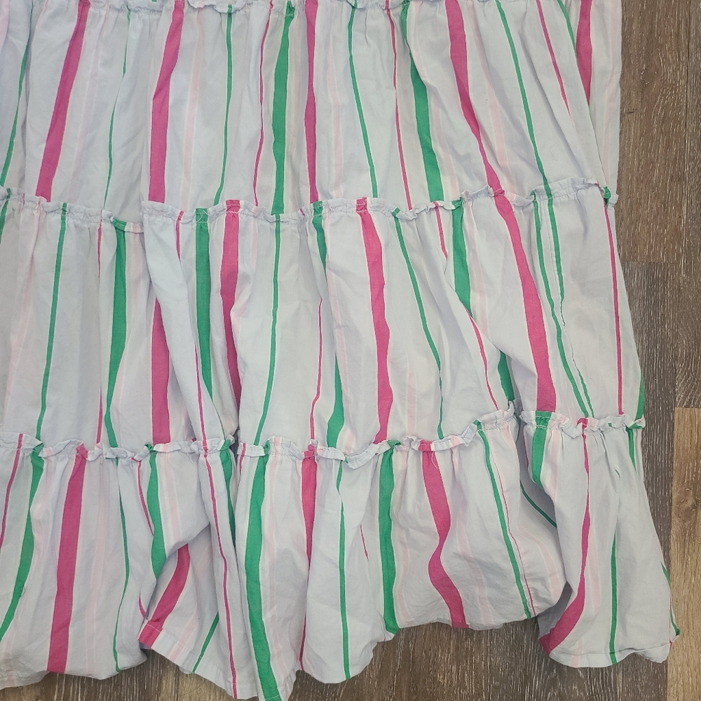 crown & ivy White Midi Dress with Pink and Green Stripes - Picture 3 of 4